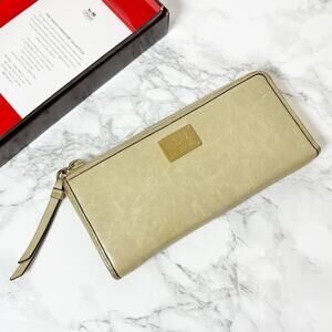 COACH POPPY CONTINENTAL WALLET BEIGE TAN GOLD WITH BOX AND ORIGINAL TAGS